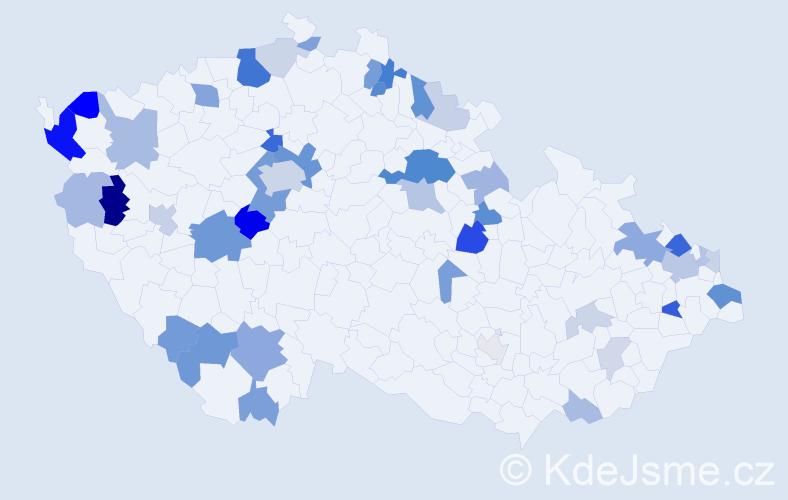 Příjmení: 'Kušnír', počet výskytů 118 v celé ČR