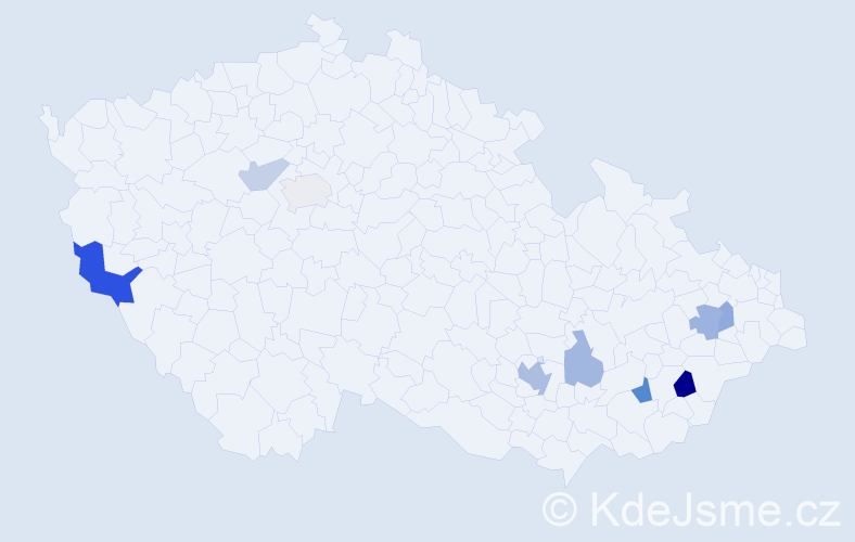 Příjmení: 'Provalilová', počet výskytů 16 v celé ČR