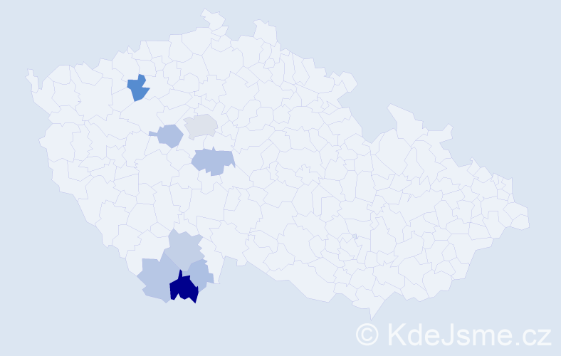 Příjmení: 'Kaloš', počet výskytů 36 v celé ČR