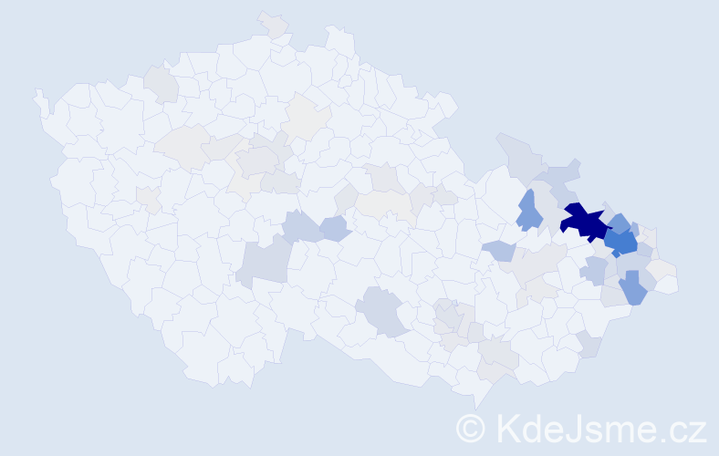 Příjmení: 'Holuša', počet výskytů 451 v celé ČR