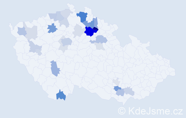 Příjmení: 'Kendíková', počet výskytů 74 v celé ČR