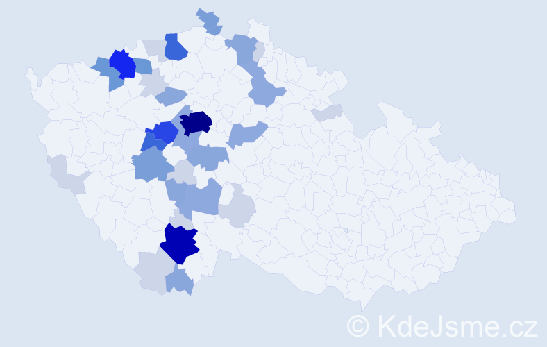 Příjmení: 'Mrkáčková', počet výskytů 118 v celé ČR