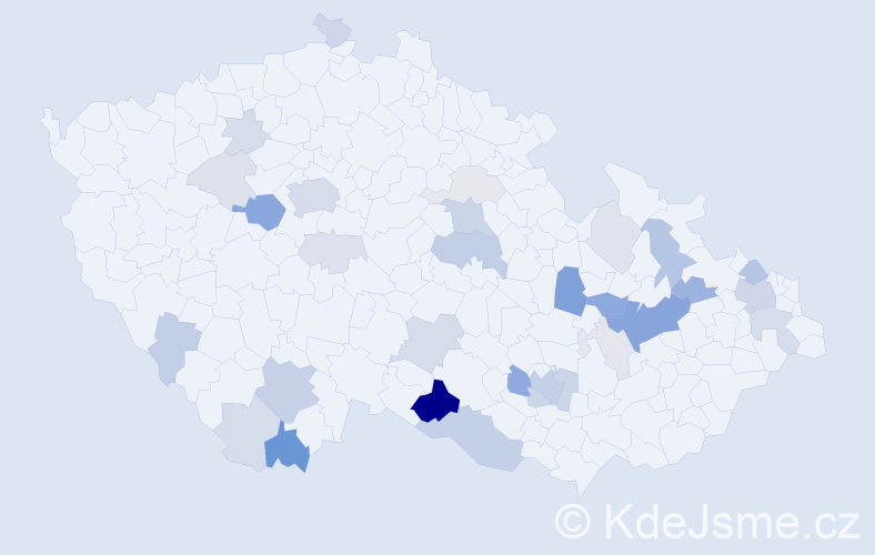 Příjmení: 'Endl', počet výskytů 100 v celé ČR