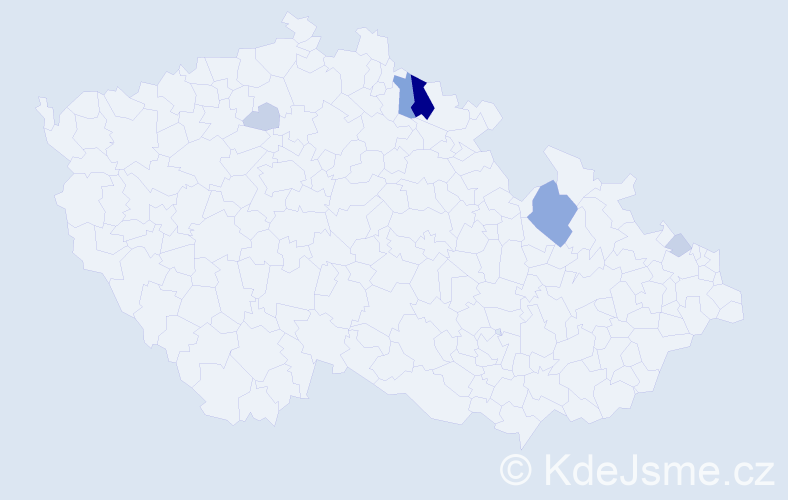 Příjmení: 'Bjelka', počet výskytů 19 v celé ČR