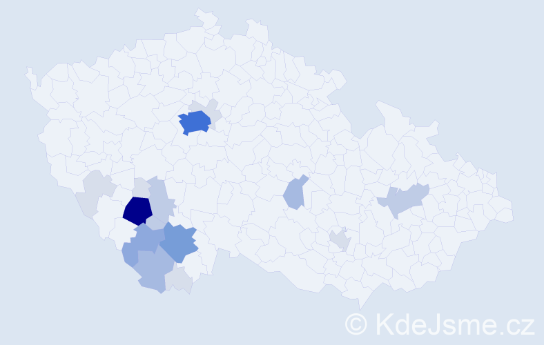 Příjmení: 'Frčka', počet výskytů 58 v celé ČR