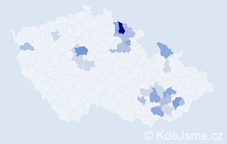 Příjmení: 'Sahánek', počet výskytů 65 v celé ČR