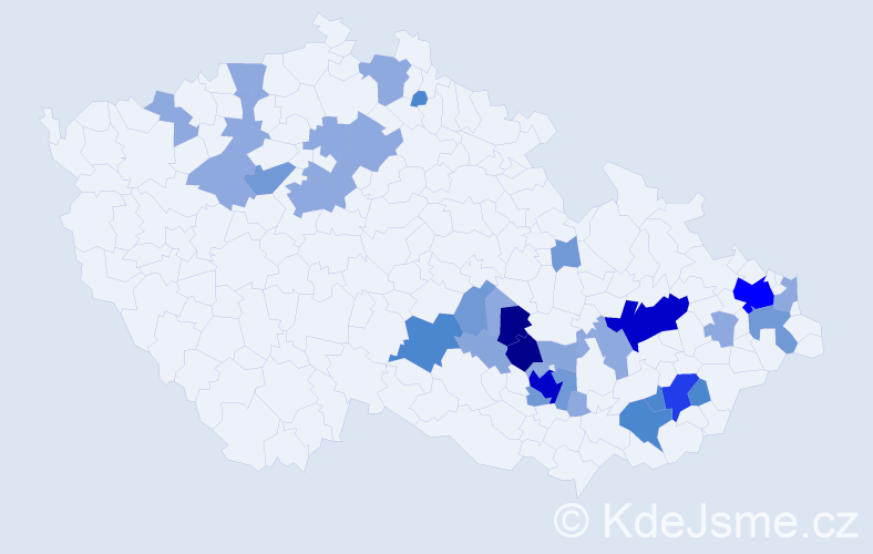 Příjmení: 'Skula', počet výskytů 103 v celé ČR