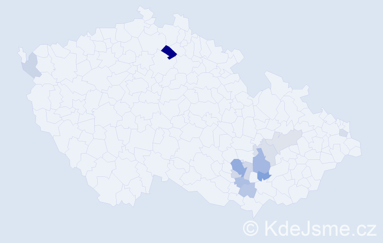 Příjmení: 'Krbušek', počet výskytů 26 v celé ČR