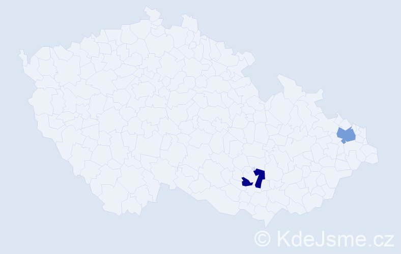 Příjmení: 'Mola', počet výskytů 4 v celé ČR
