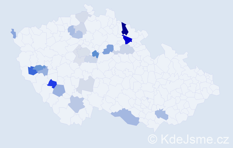 Příjmení: 'Pátá', počet výskytů 52 v celé ČR
