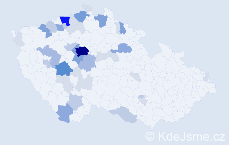 Příjmení: 'Malkovský', počet výskytů 124 v celé ČR