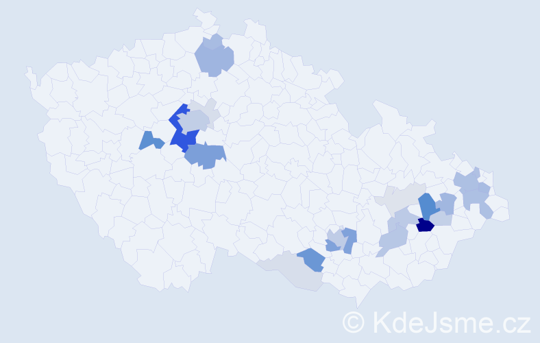 Příjmení: 'Ráblová', počet výskytů 85 v celé ČR