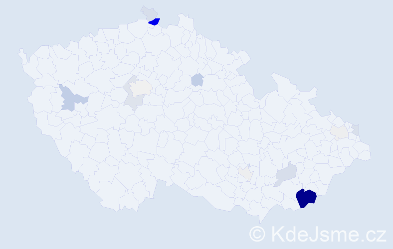 Příjmení: 'Bulejko', počet výskytů 55 v celé ČR
