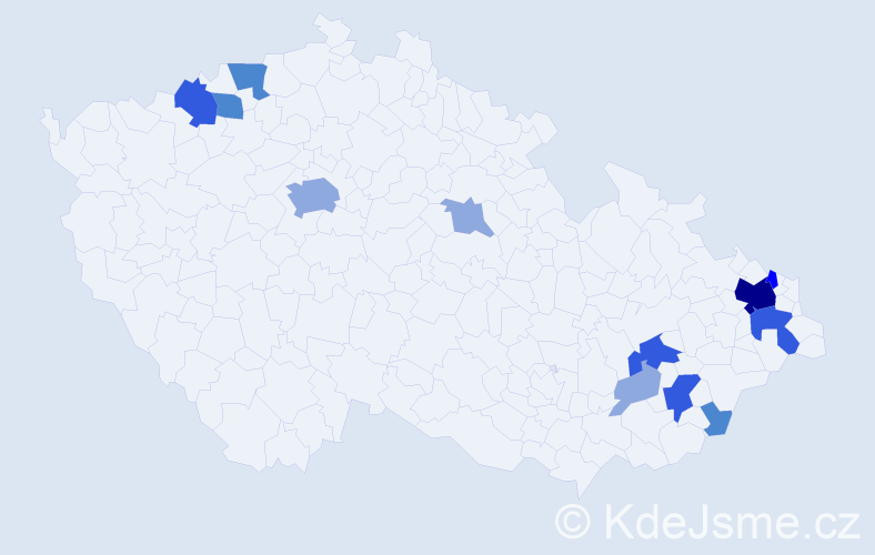Příjmení: 'Dvorščáková', počet výskytů 30 v celé ČR