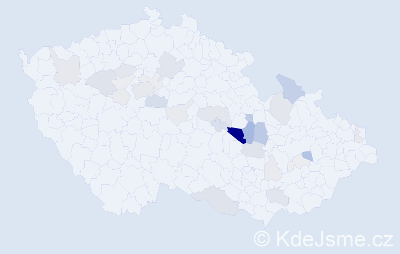 Příjmení: 'Roun', počet výskytů 84 v celé ČR