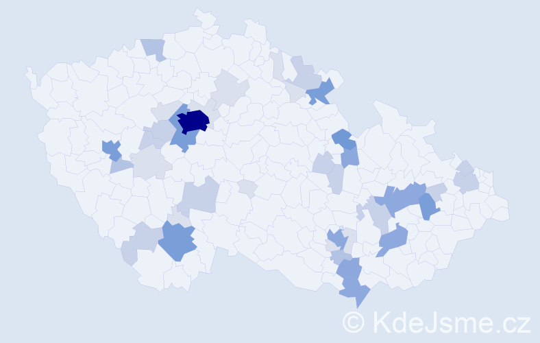 Příjmení: 'Mík', počet výskytů 134 v celé ČR
