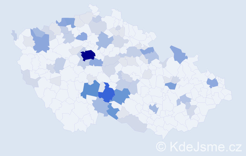 Příjmení: 'Kejval', počet výskytů 255 v celé ČR