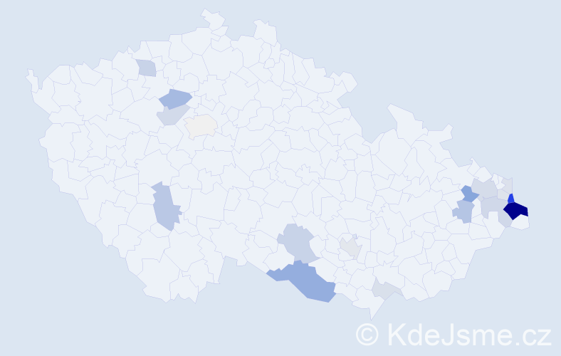 Příjmení: 'Madeja', počet výskytů 56 v celé ČR