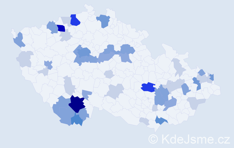 Příjmení: 'Malovcová', počet výskytů 134 v celé ČR