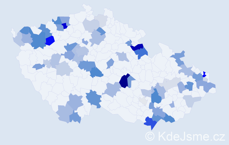 Příjmení: 'Takács', počet výskytů 150 v celé ČR