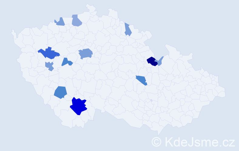 Příjmení: 'Bajtová', počet výskytů 37 v celé ČR