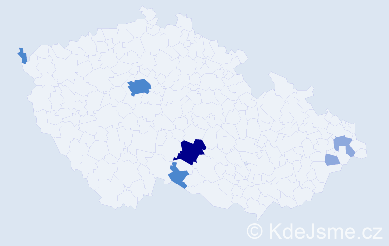 Příjmení: 'Pjenčák', počet výskytů 18 v celé ČR