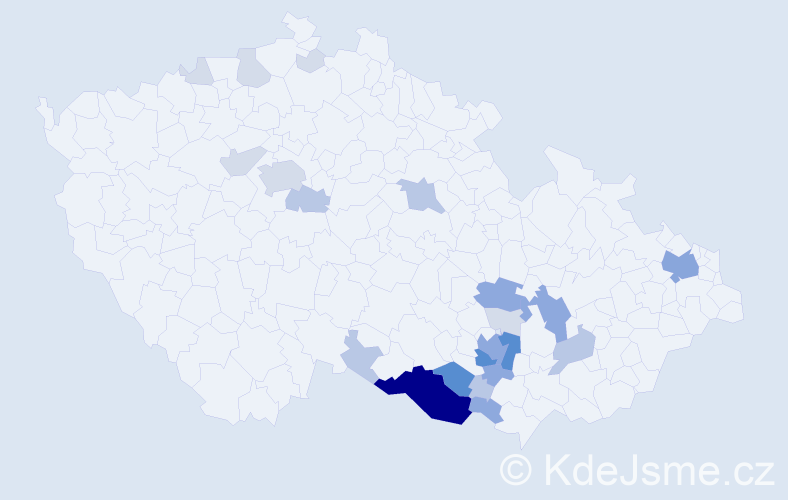 Příjmení: 'Demek', počet výskytů 69 v celé ČR