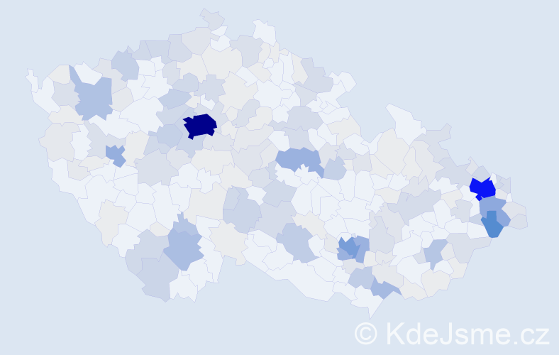 Příjmení: 'Kokeš', počet výskytů 702 v celé ČR