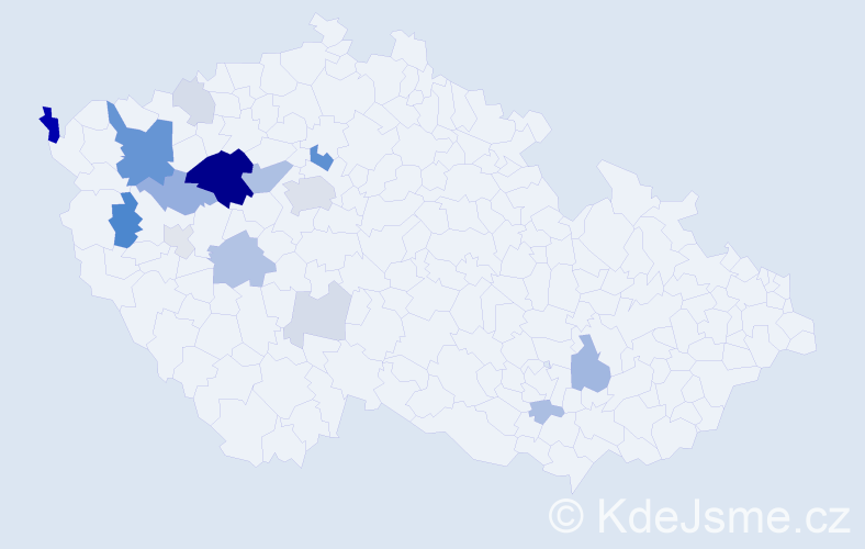 Příjmení: 'Kinkalová', počet výskytů 48 v celé ČR