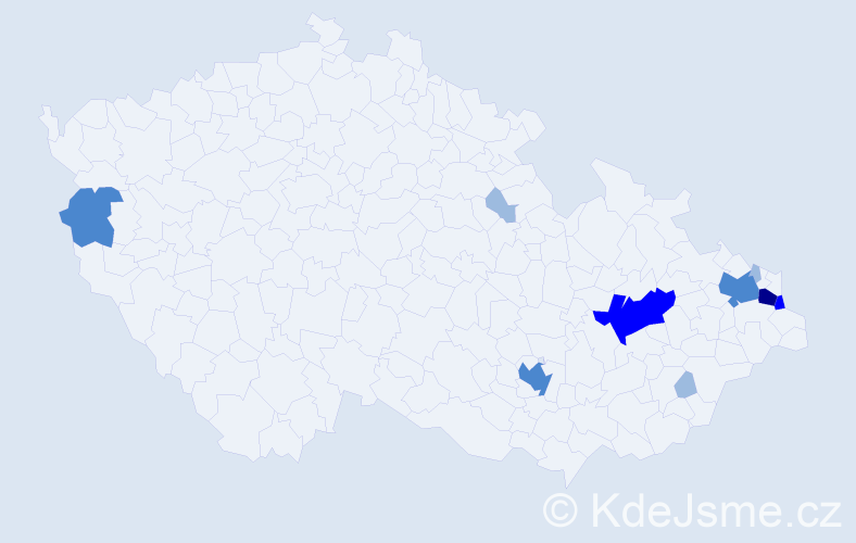 Příjmení: 'Tannenberg', počet výskytů 19 v celé ČR