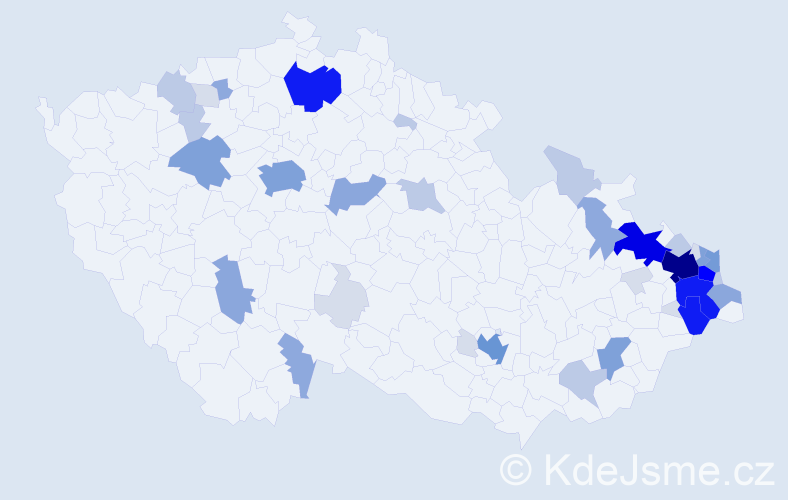 Příjmení: 'Gurecký', počet výskytů 168 v celé ČR