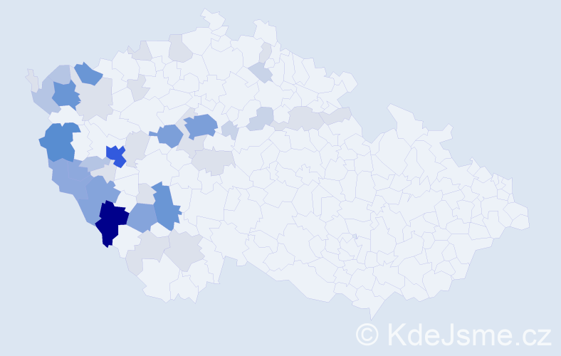 Příjmení: 'Rajtmajer', počet výskytů 144 v celé ČR