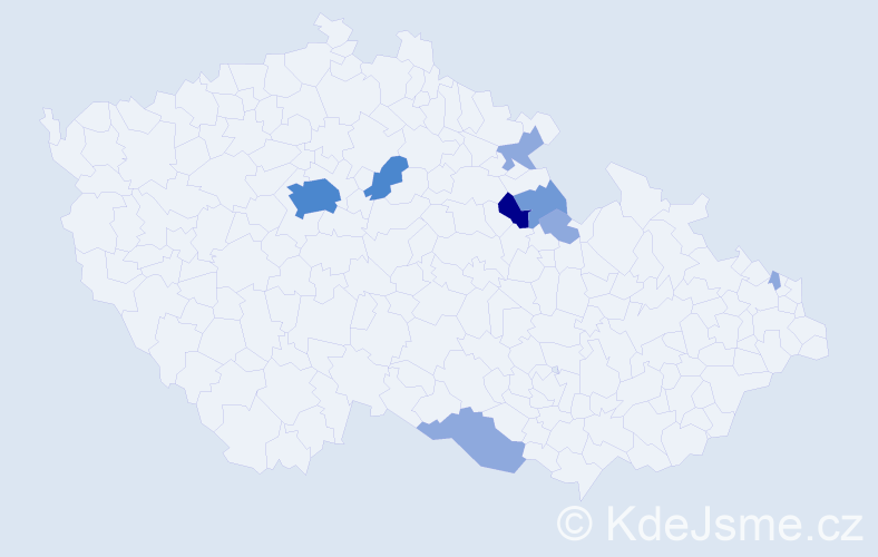 Příjmení: 'Fritzl', počet výskytů 18 v celé ČR