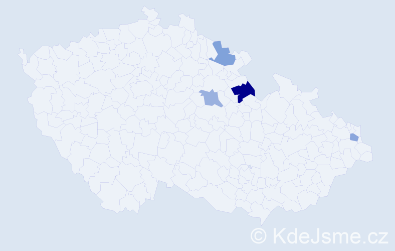 Příjmení: 'Rex', počet výskytů 5 v celé ČR
