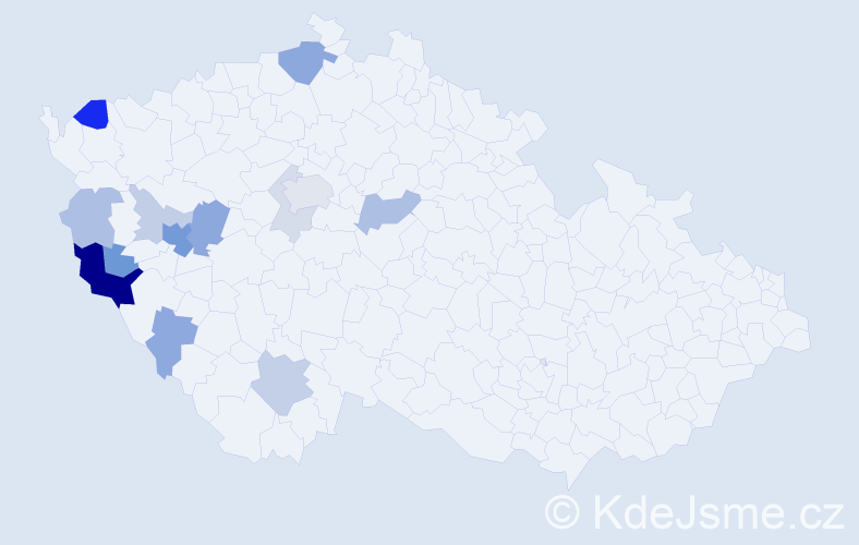 Příjmení: 'Kondrys', počet výskytů 36 v celé ČR