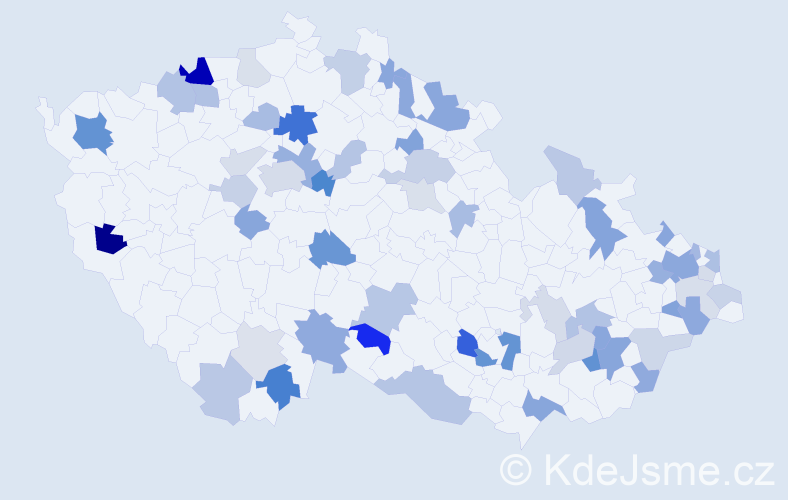 Příjmení: 'Vavrová', počet výskytů 118 v celé ČR