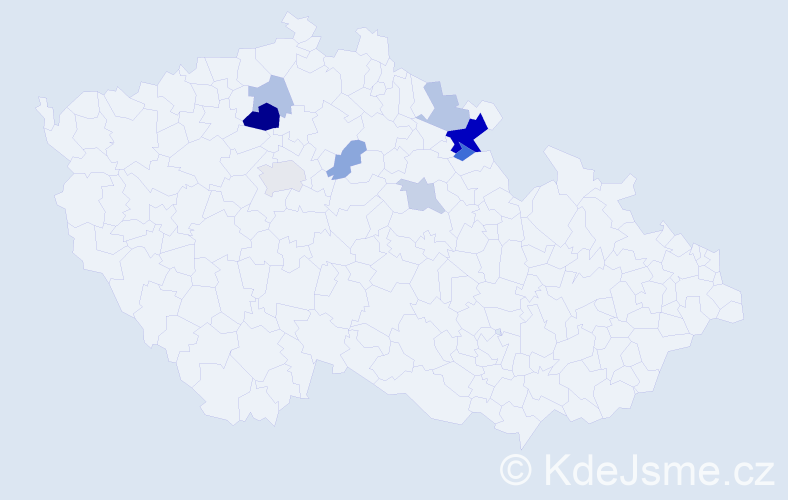 Příjmení: 'Ladnar', počet výskytů 18 v celé ČR