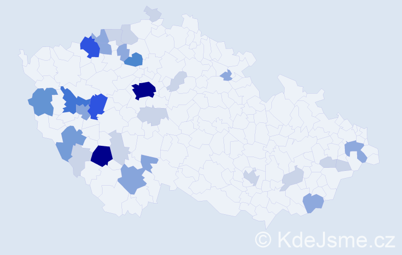 Příjmení: 'Bernas', počet výskytů 96 v celé ČR