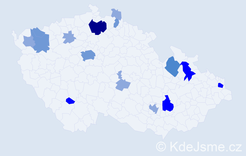 Příjmení: 'Höger', počet výskytů 38 v celé ČR