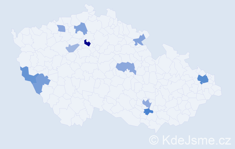Příjmení: 'Trávniček', počet výskytů 19 v celé ČR