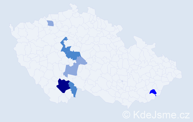 Příjmení: 'Pošvec', počet výskytů 18 v celé ČR