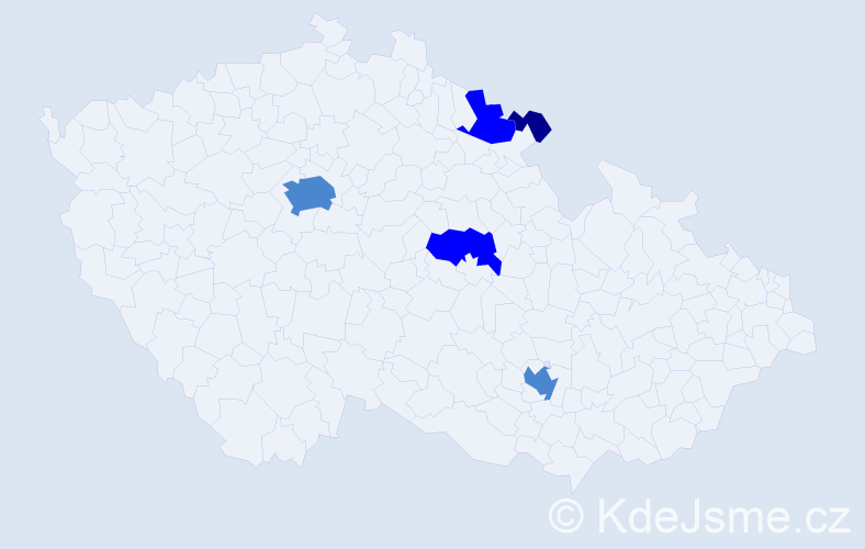 Příjmení: 'Dimter', počet výskytů 9 v celé ČR