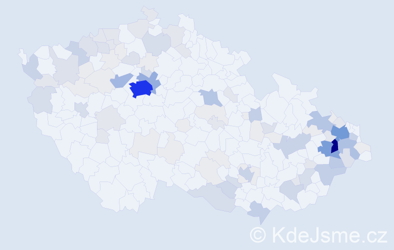 Příjmení: 'Hyklová', počet výskytů 414 v celé ČR
