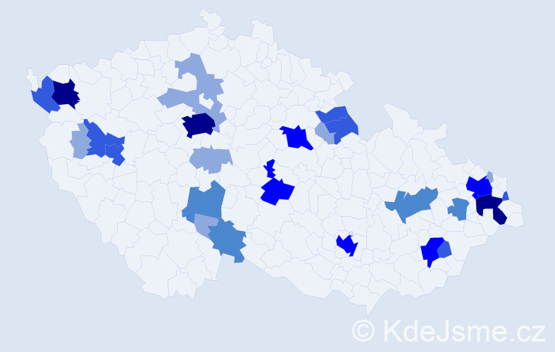 Příjmení: 'Hirková', počet výskytů 74 v celé ČR