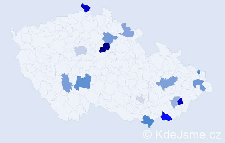 Příjmení: 'Ragan', počet výskytů 25 v celé ČR