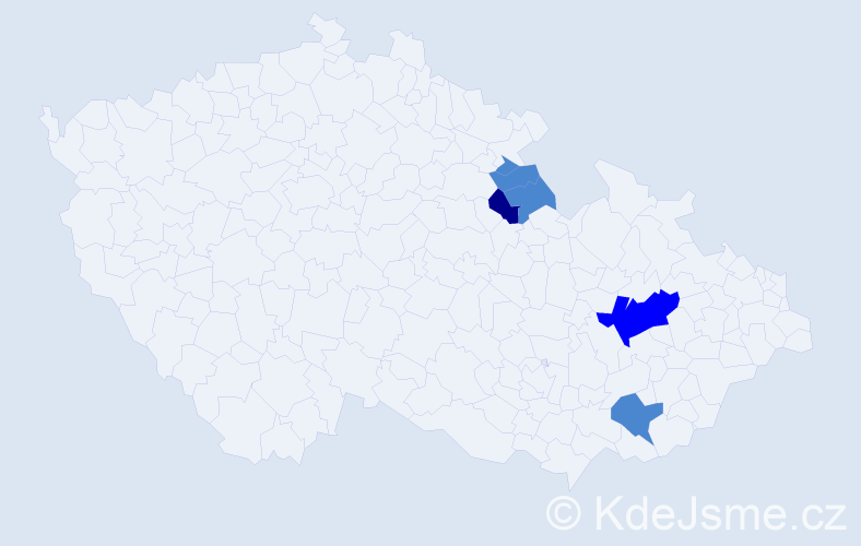 Příjmení: 'Toucová', počet výskytů 9 v celé ČR