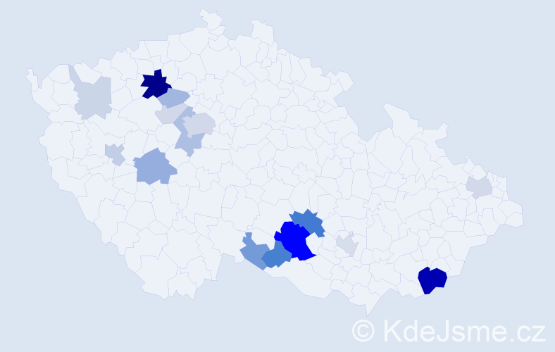 Příjmení: 'Římovská', počet výskytů 50 v celé ČR