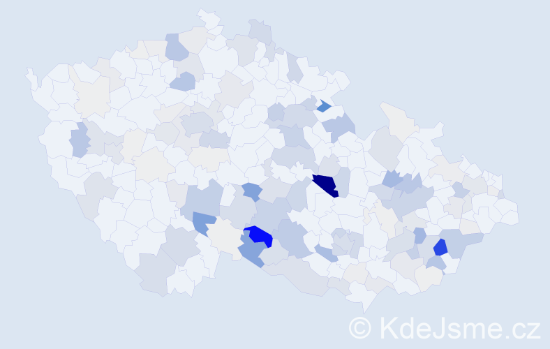 Příjmení: 'Martinů', počet výskytů 802 v celé ČR