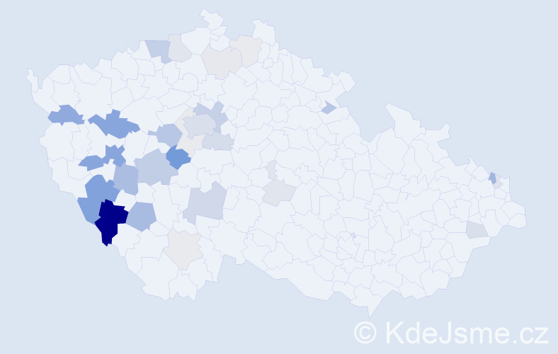 Příjmení: 'Prunerová', počet výskytů 113 v celé ČR