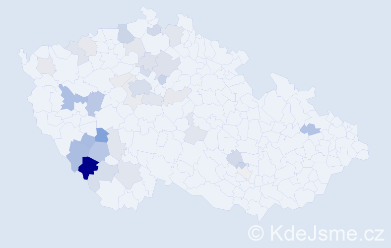 Příjmení: 'Kyznar', počet výskytů 73 v celé ČR